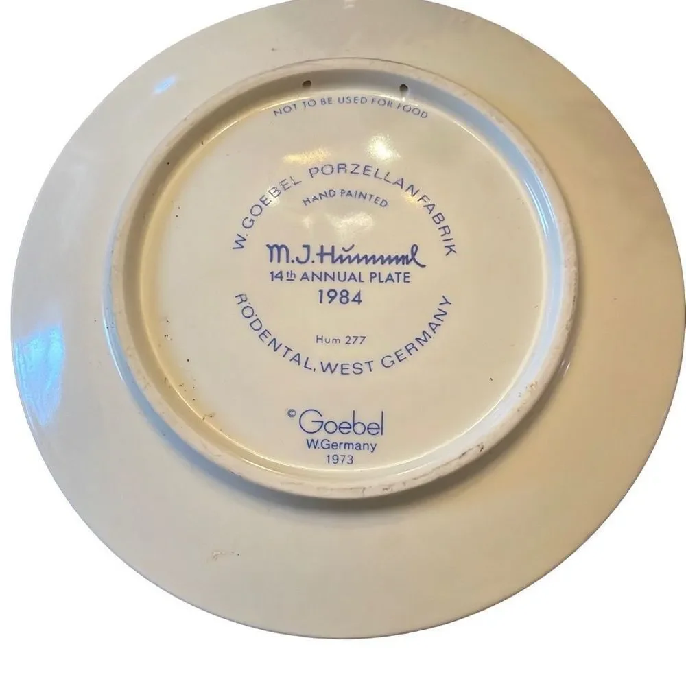 Annual Handcrafted Goebel Hummel Plate W Germany 1984 Bas‎ Relief  14th Edition
